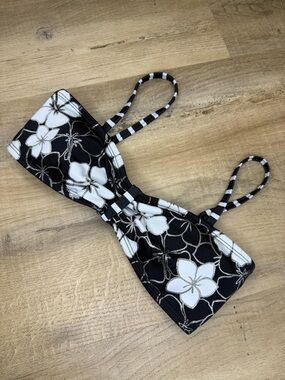 Justice Black and White Floral Bandeau Swim Top